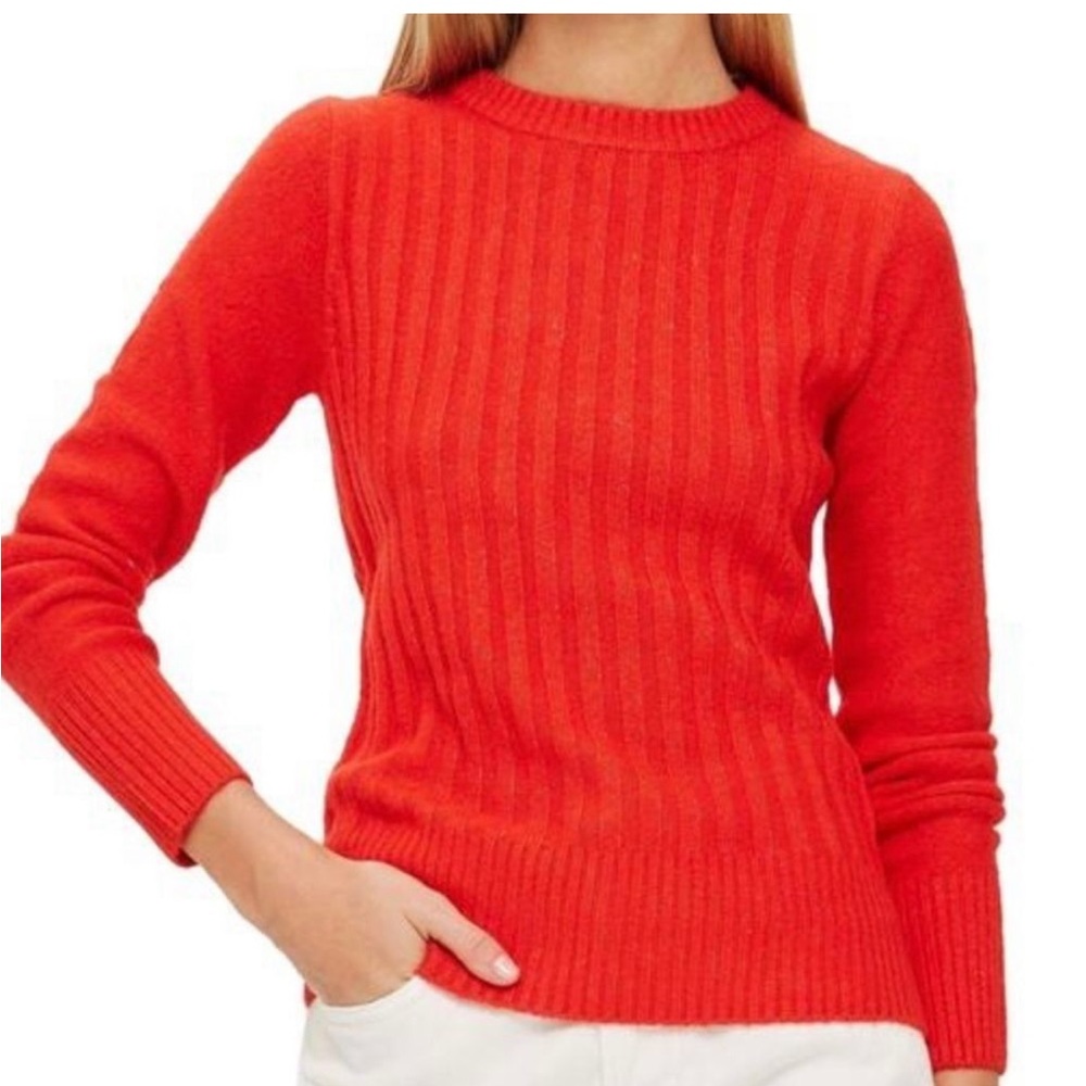Topshop | Super Soft Rib Crew Neck Sweater - Red